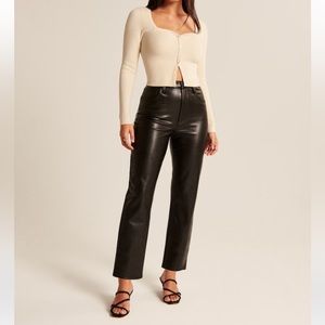 Abercrombie & Fitch Curve Love Vegan Leather Ankle
Straight Pants
